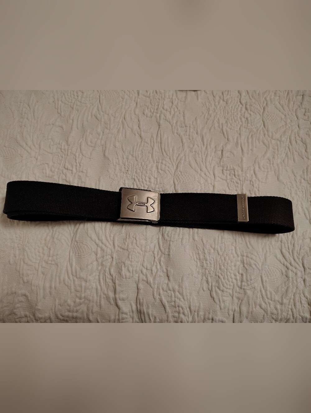 Under Armour Black Webbing Belt with Silver Buckle